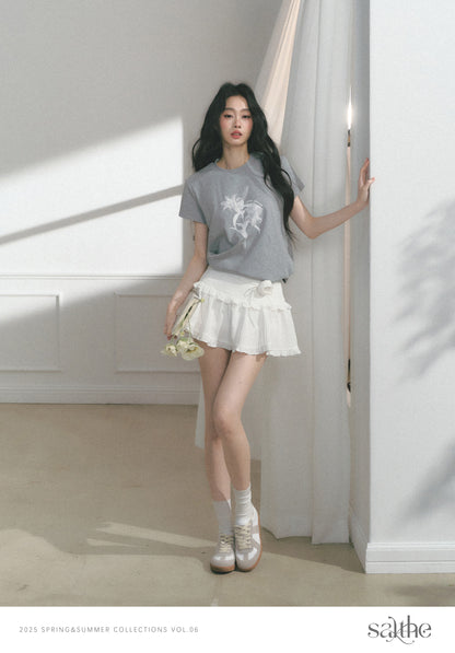 Flutter Mini Skirt With Floral Accent