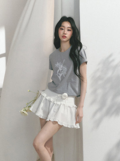 Flutter Mini Skirt With Floral Accent