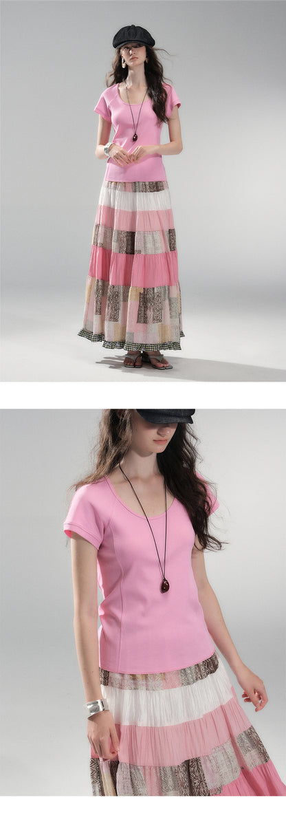 Basic Scoop Neck Cotton T-Shirt