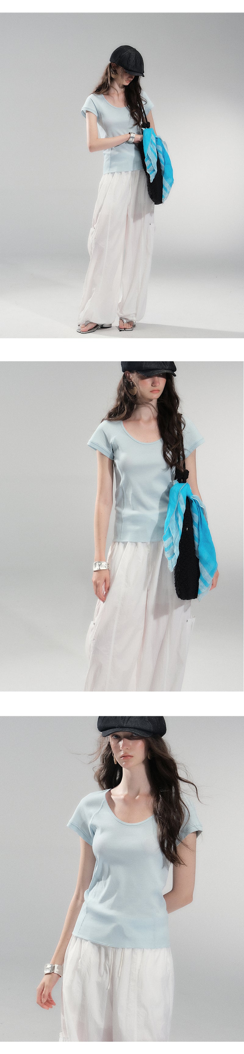 Basic Scoop Neck Cotton T-Shirt