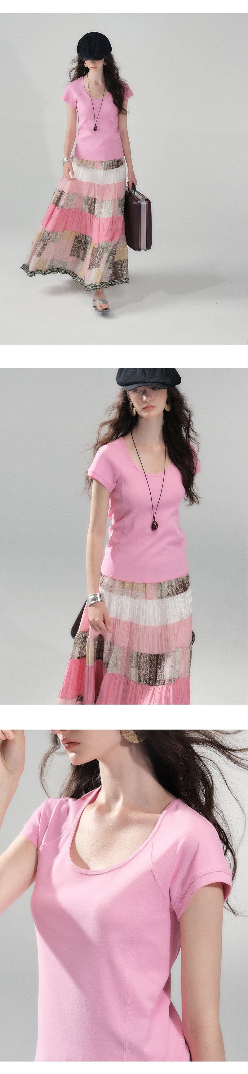 Basic Scoop Neck Cotton T-Shirt