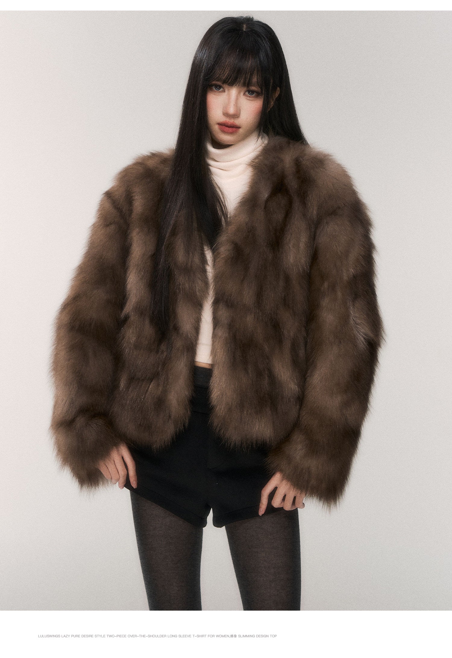 ソフィ❤　新品　ジャンボサイズ　SAGA FURS  ❤　ブラウン Saga Furs Collarless Fur Jacket – MILL MINORITY