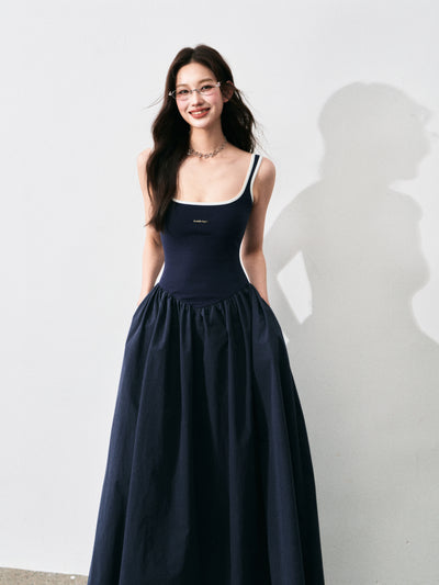 Basque Waist Open-Back Sporty Dress