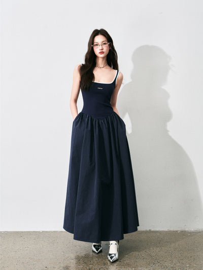 Basque Waist Open-Back Sporty Dress (hover)