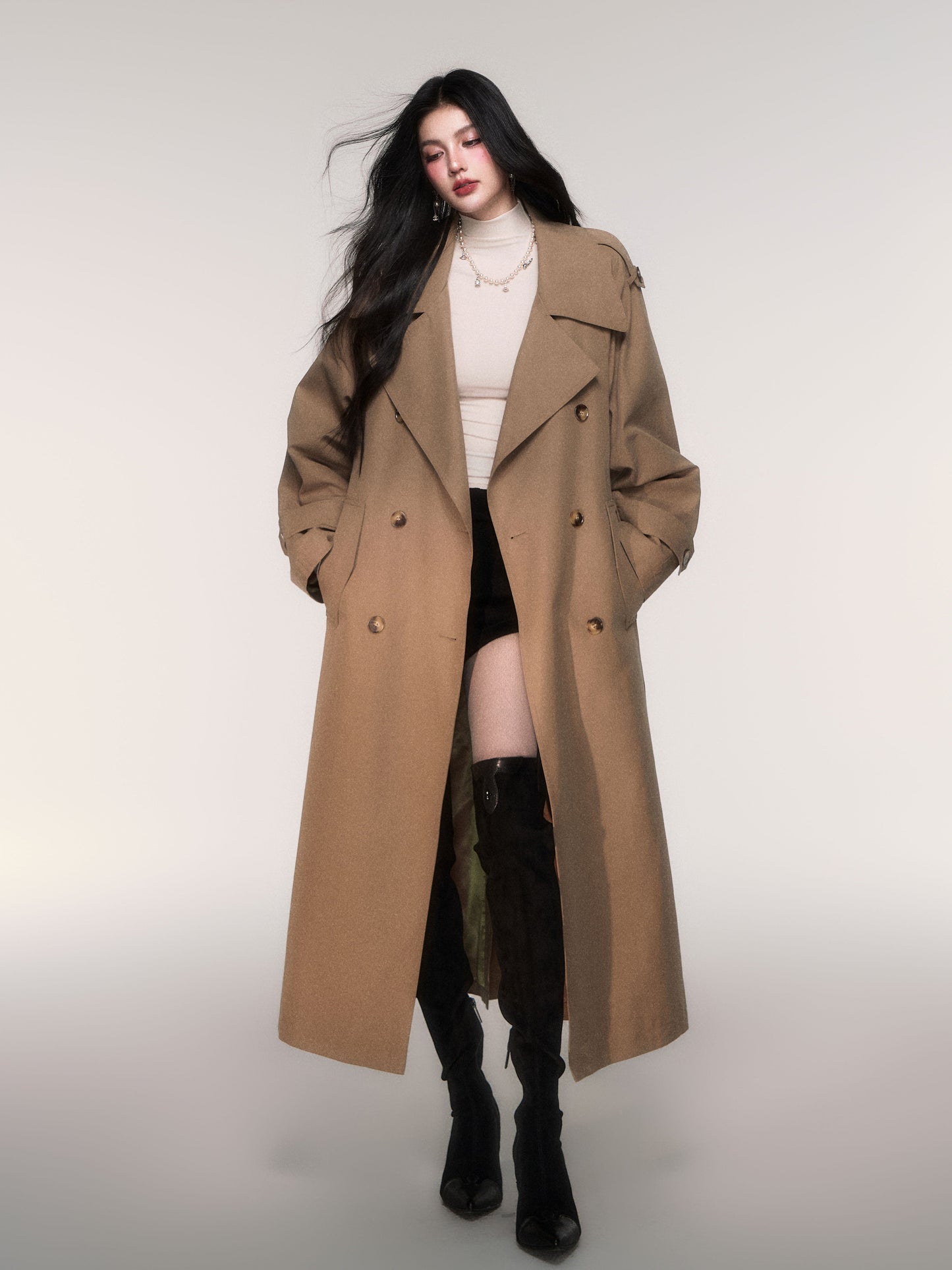 Classic Oversized Double-Breasted Trench Coat