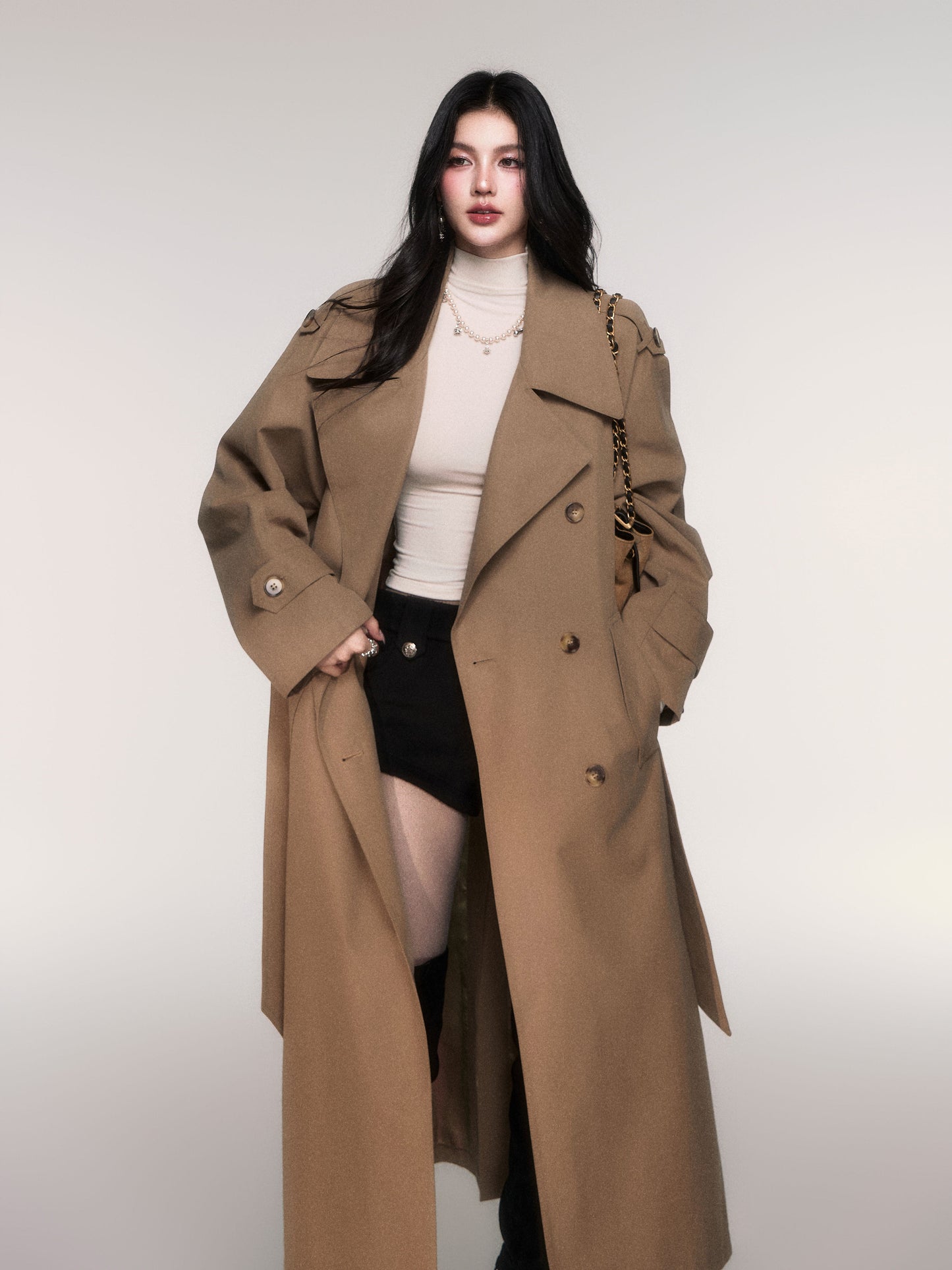Classic Oversized Double-Breasted Trench Coat
