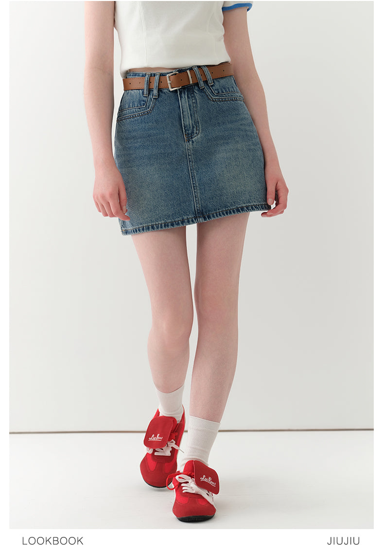 High Waist Denim Mini Skirt