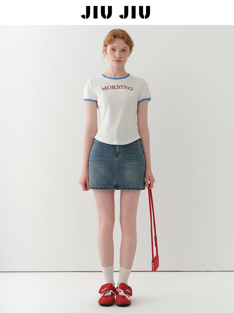 High Waist Denim Mini Skirt