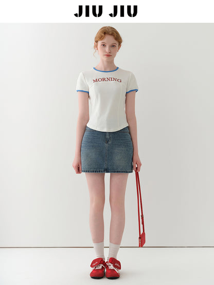 High Waist Denim Mini Skirt
