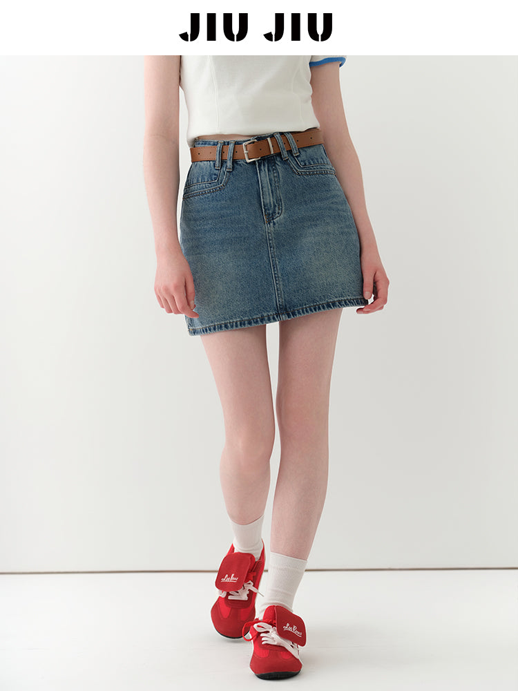 High Waist Denim Mini Skirt