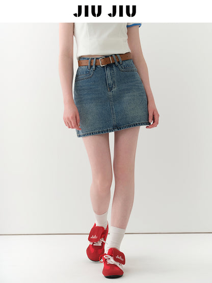 High Waist Denim Mini Skirt