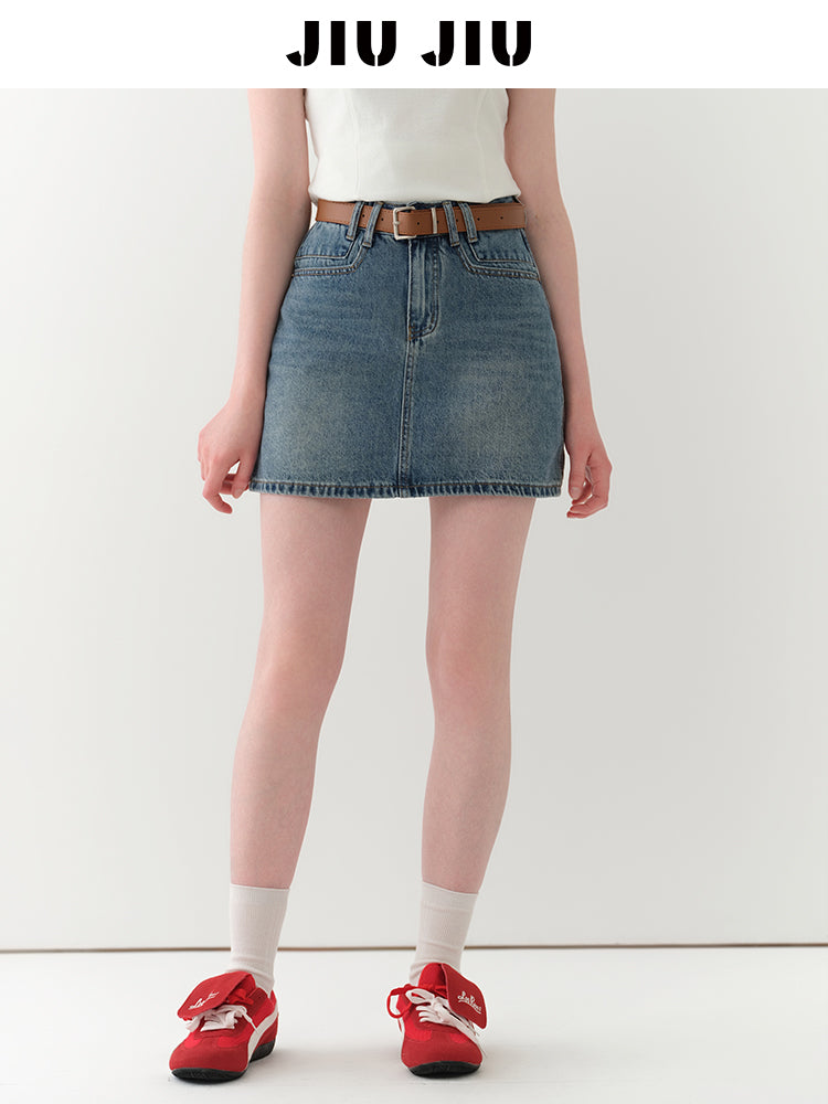 High Waist Denim Mini Skirt