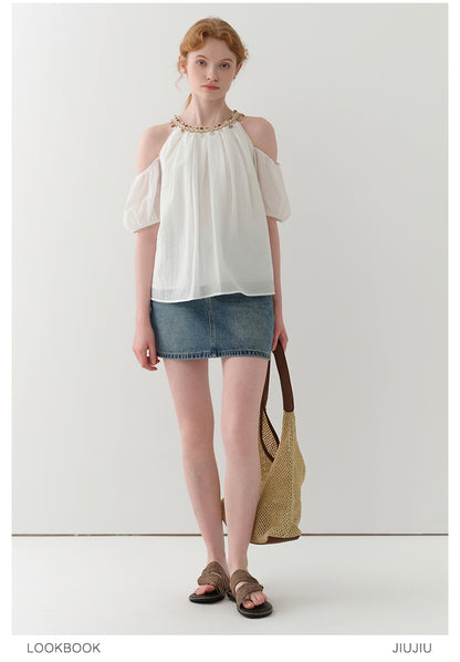 High Waist Denim Mini Skirt