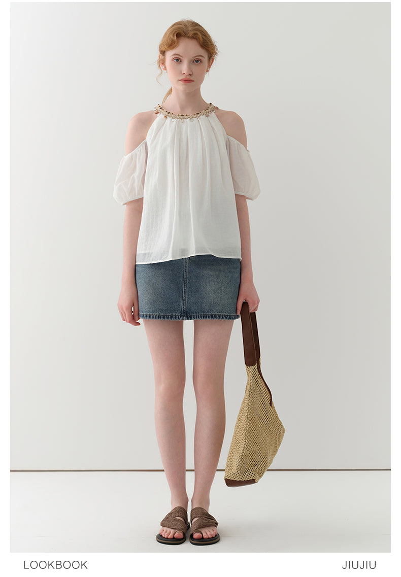 High Waist Denim Mini Skirt