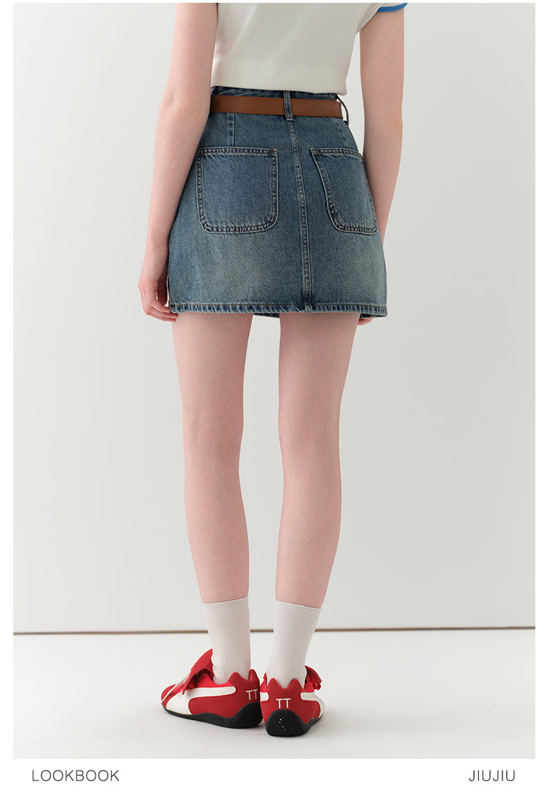 High Waist Denim Mini Skirt