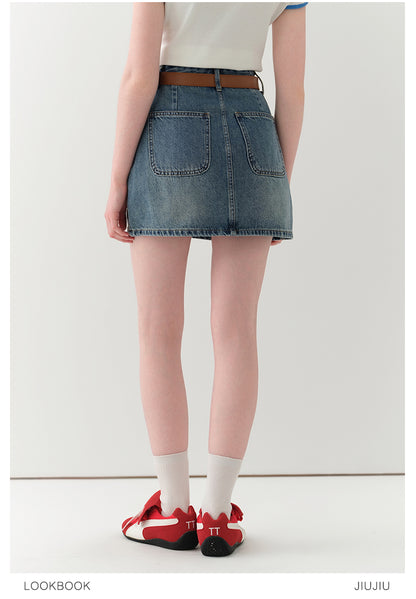 High Waist Denim Mini Skirt