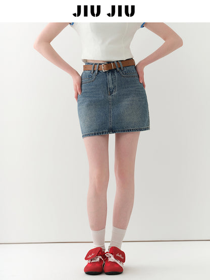 High Waist Denim Mini Skirt