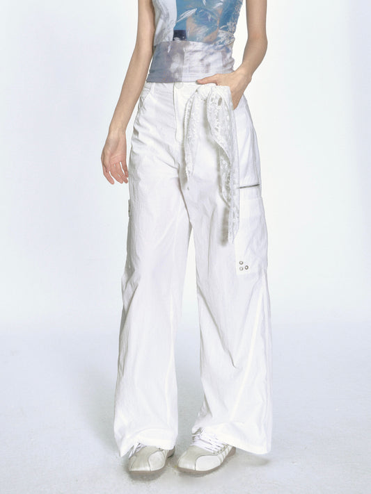 Studded Side Pockets Breathable Nylon Pants