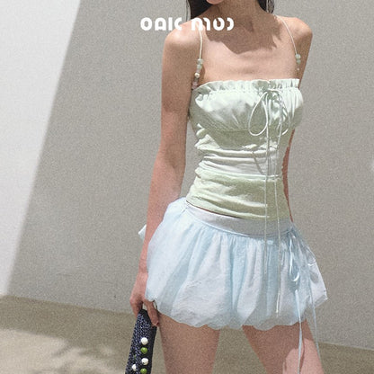 Micro Shorts With Detachable Bubble-Hem Layer