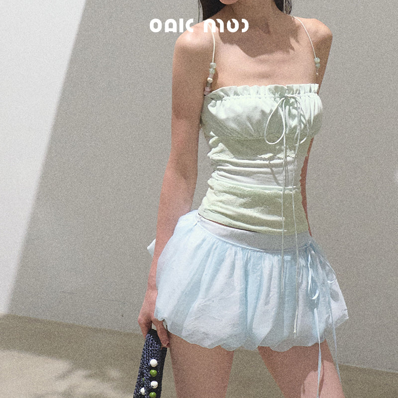Micro Shorts With Detachable Bubble-Hem Layer