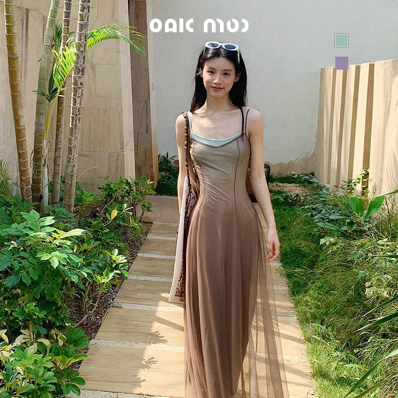 Layered Sheer Mesh Cami Dress In Two Lengths