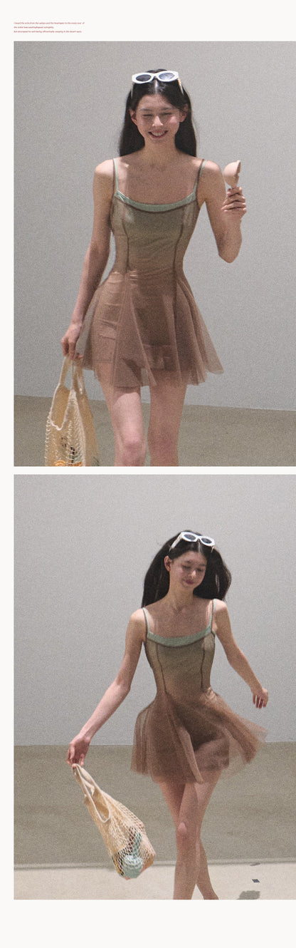 Layered Sheer Mesh Cami Dress In Two Lengths