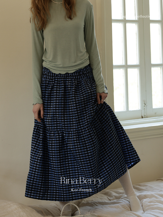 Plaid Flared Tiered Skirt