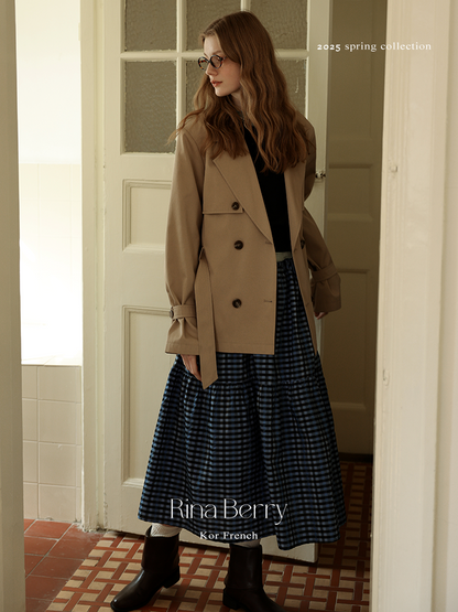 Plaid Flared Tiered Skirt