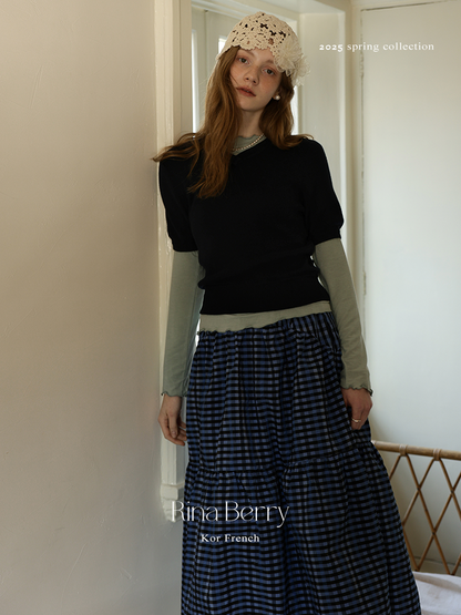 Plaid Flared Tiered Skirt