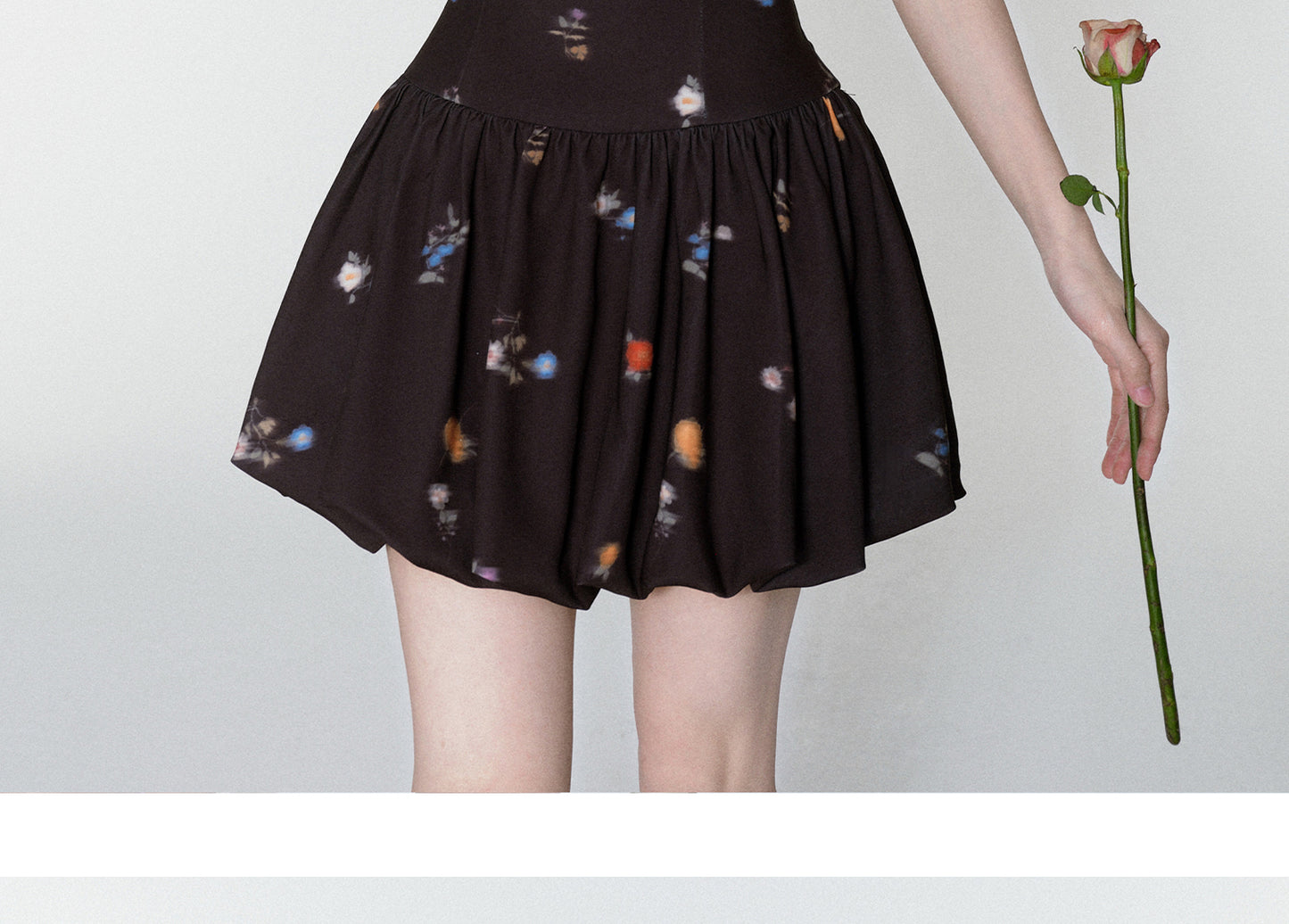 Floral Bubble-Hem Off-Shoulder Dress
