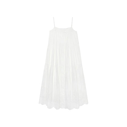 Striped Or Embroidered Button-Up Dress With Headscarf