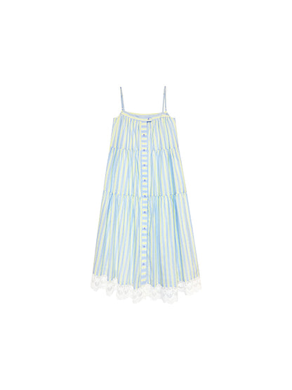 Striped Or Embroidered Button-Up Dress With Headscarf