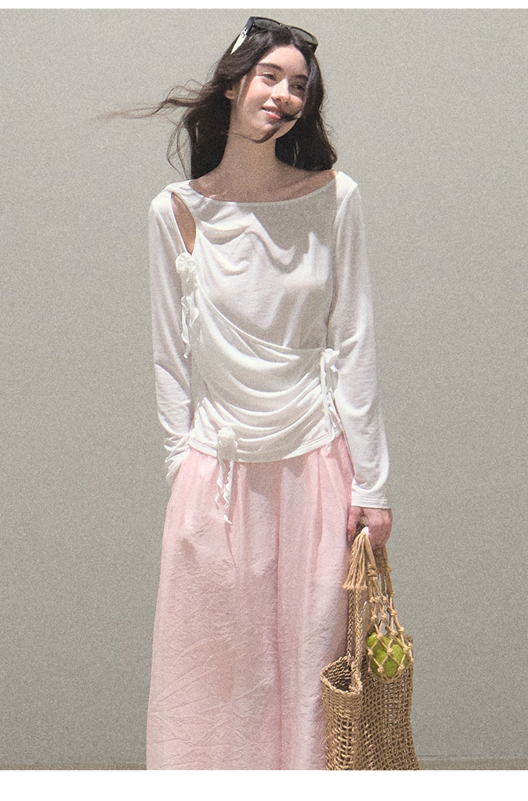 Wrap Style Top With Flower Accents