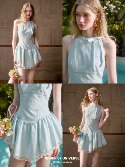 Gingham V-Hem Dress & Shorts Two-Piece Set