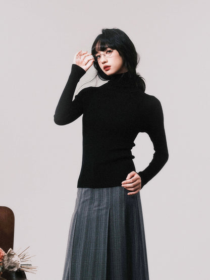 Machine Washable Wool High Neck Knit Top