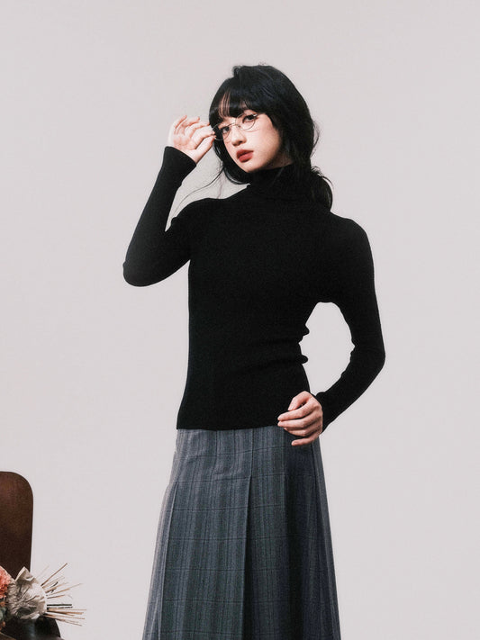 Machine Washable Wool High Neck Knit Top