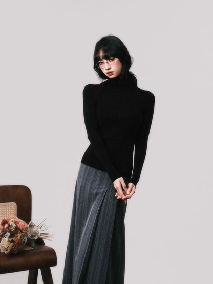 Machine Washable Wool High Neck Knit Top