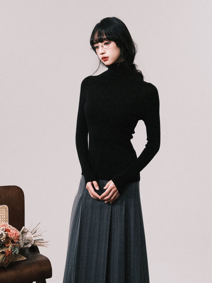Machine Washable Wool High Neck Knit Top