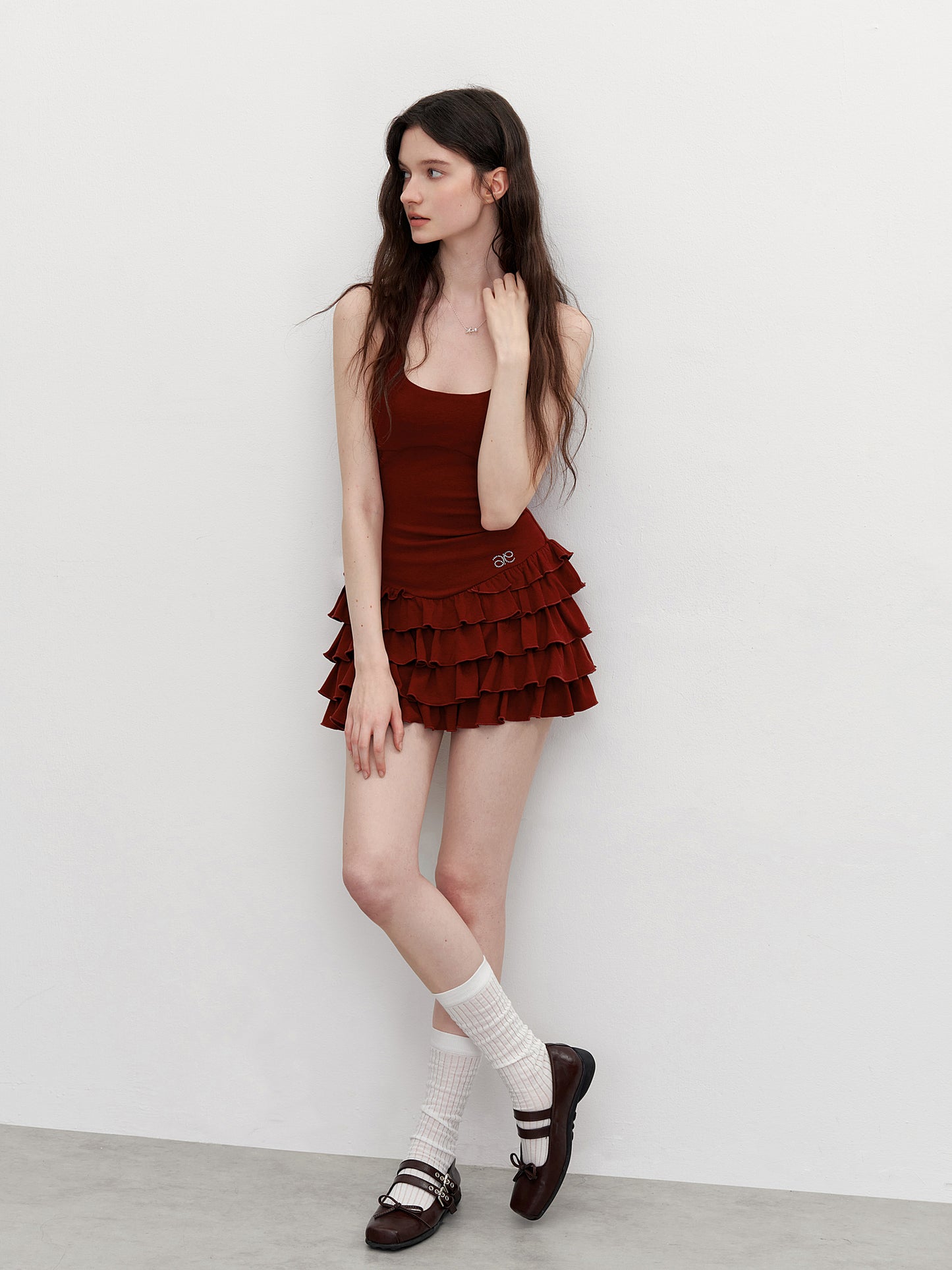 Fitted Halter Dress With Ruffle Details