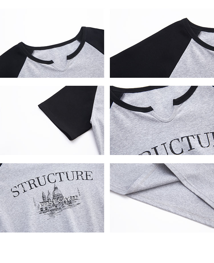 Soft Cotton Notch Neck Raglan Tee