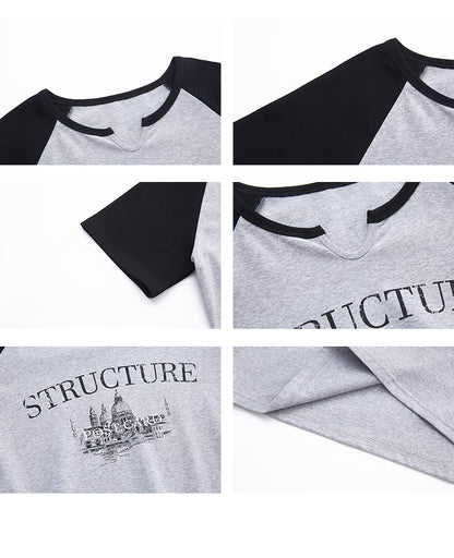 Soft Cotton Notch Neck Raglan Tee