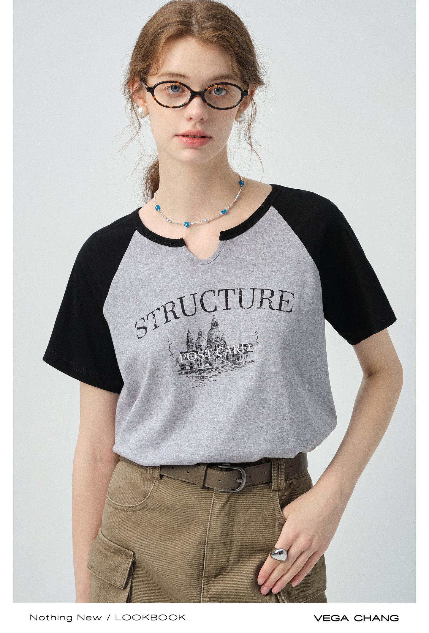 Soft Cotton Notch Neck Raglan Tee