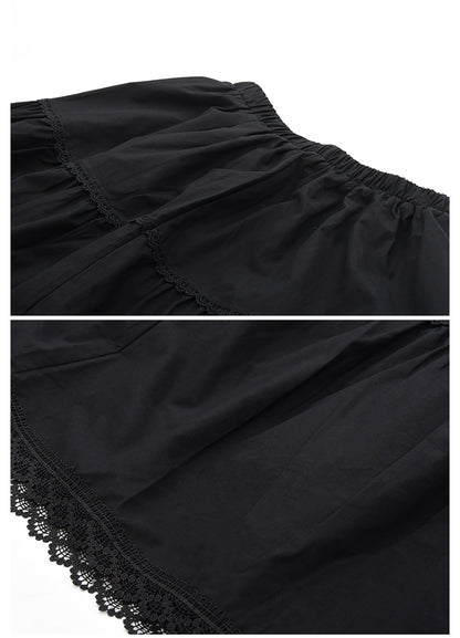 Elastic Waist Cotton Midi-Length Skirt