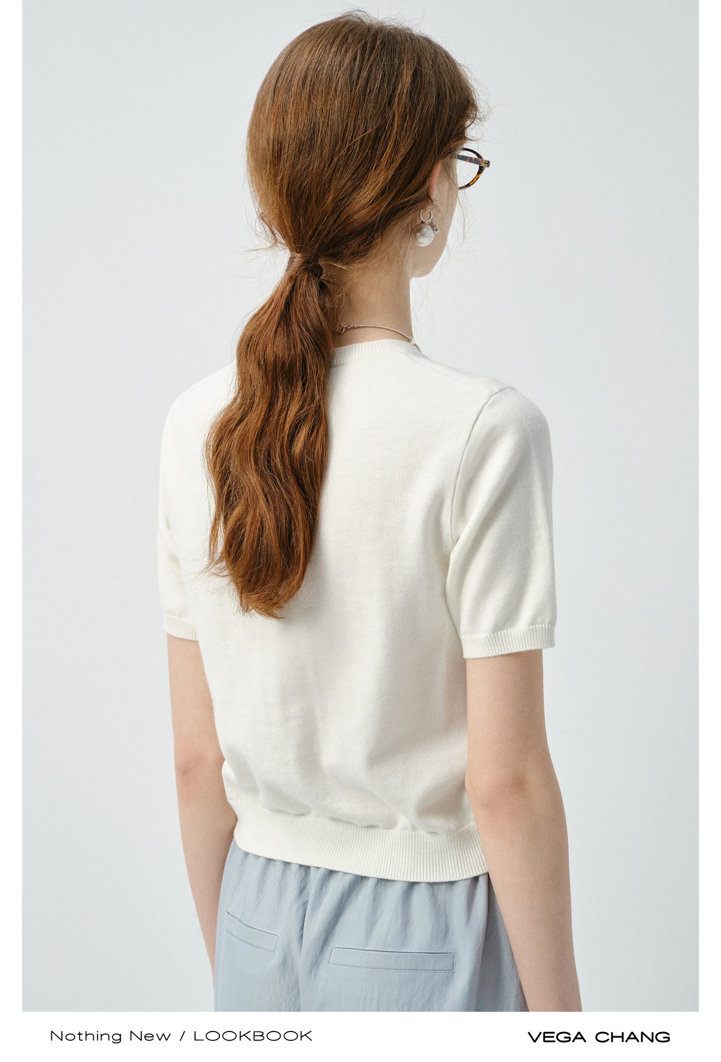 Elephant Motif Short-Sleeve Knit Top