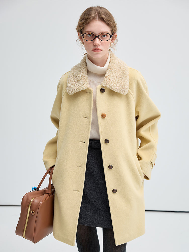 Faux Fur Collar Mid-Length Warm Coat