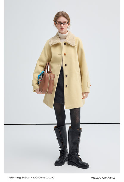 Faux Fur Collar Mid-Length Warm Coat