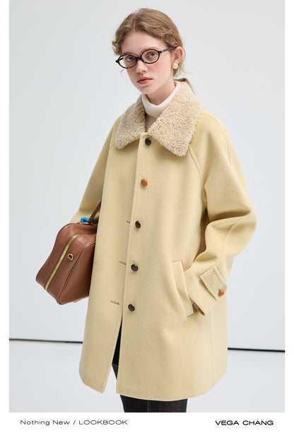 Faux Fur Collar Mid-Length Warm Coat