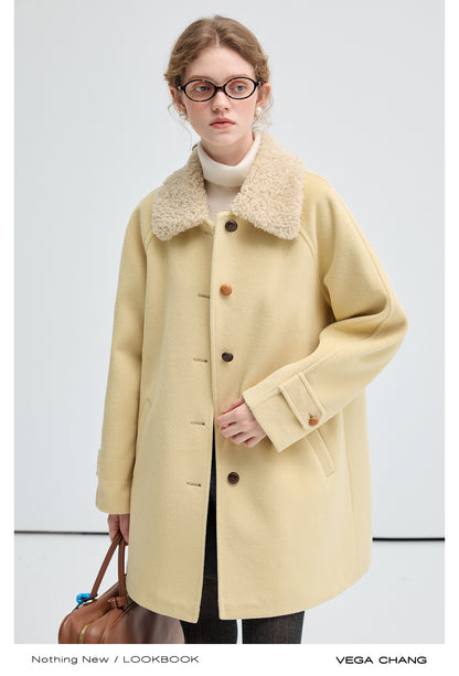 Faux Fur Collar Mid-Length Warm Coat