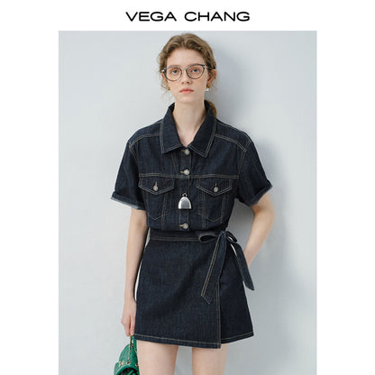Wrap-Style Denim Shirt Dress