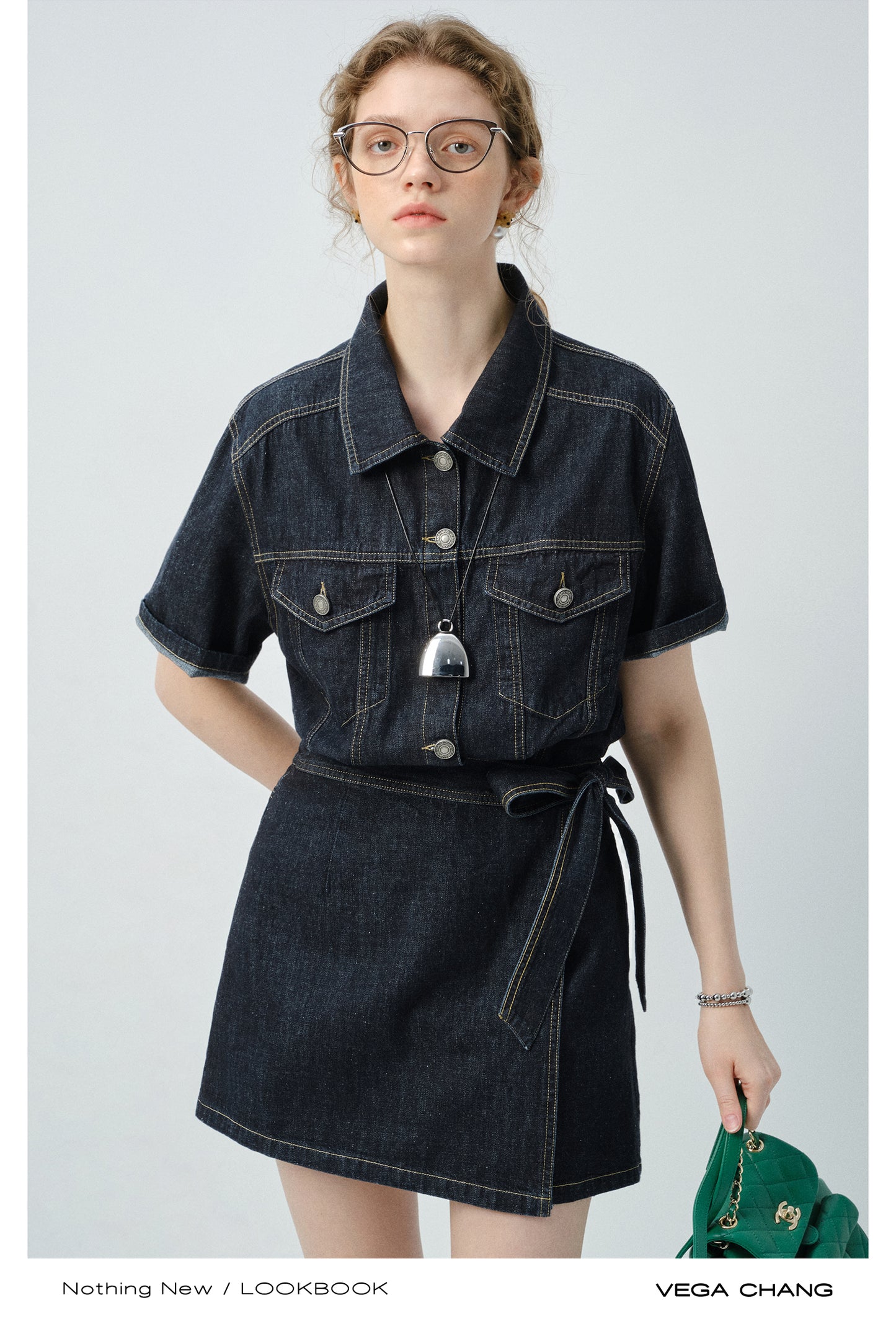 Wrap-Style Denim Shirt Dress